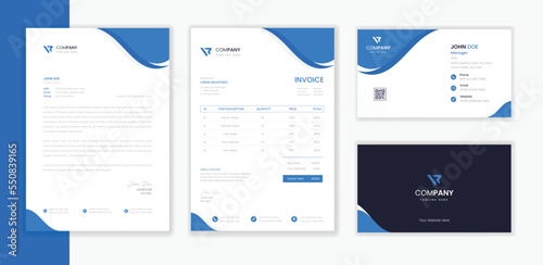 Corporate Stationery design bundle, business letterhead, invoice and business card design bundle collection