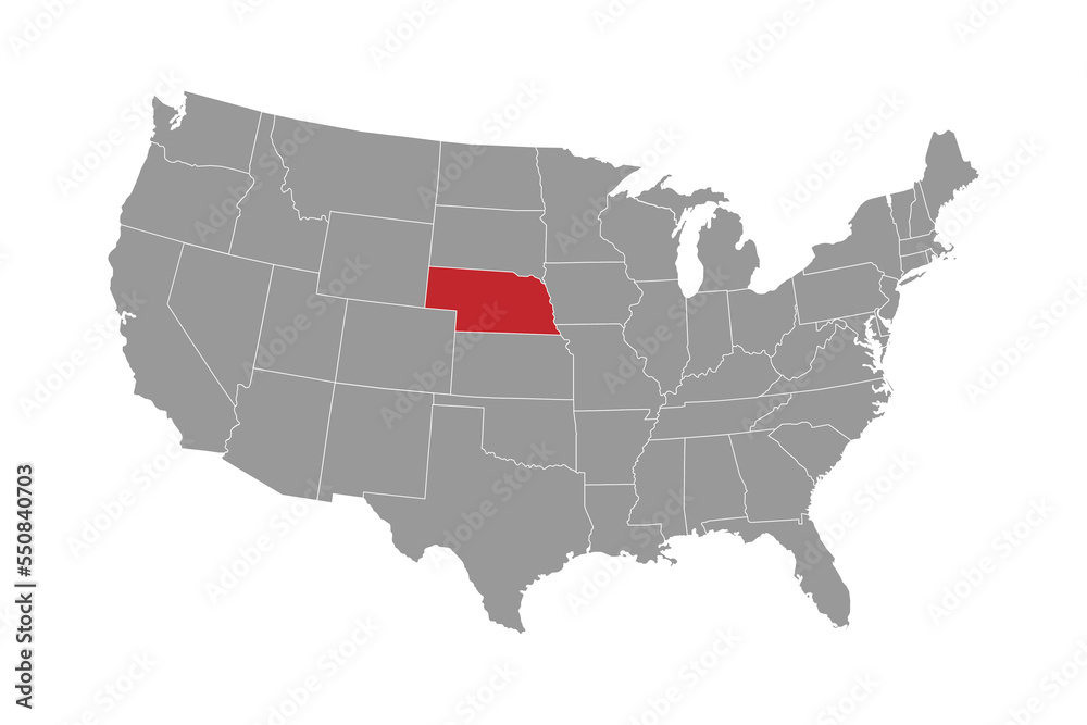 Nebraska state map. Vector illustration.