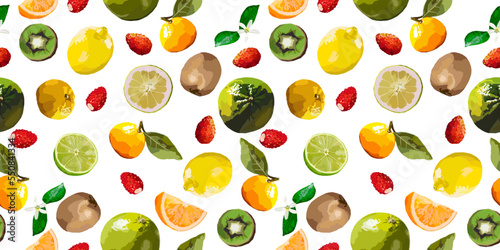 Fototapeta Naklejka Na Ścianę i Meble -  Citrus fruits vector seamless pattern
