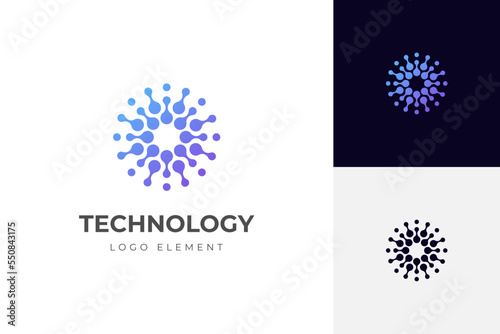 circle dots or points logo design template. Geometric dot for circle science medicine sign, technology elements, Universal energy tech planet star atom vector icon design