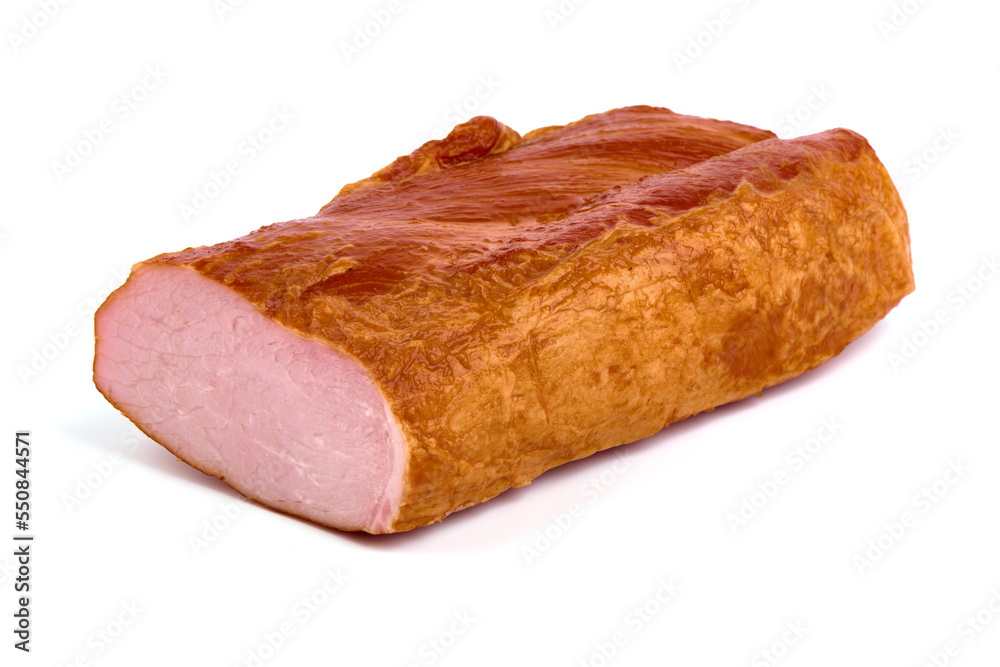 Smoked Pork loin, isolated on white background. Smoked Pork loin, isolated on white background.