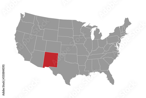 New Mexico state map. Vector illustration.