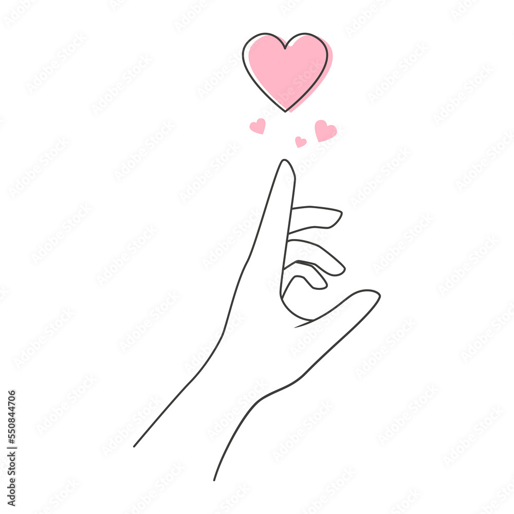 Hands hold the pink heart symbol. Illustration on transparent background