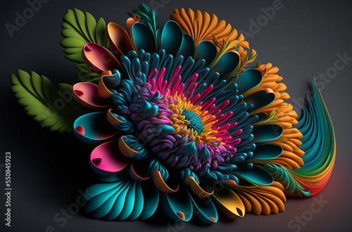 illustration of a multicolored flower covering the whole frame for creative designs 