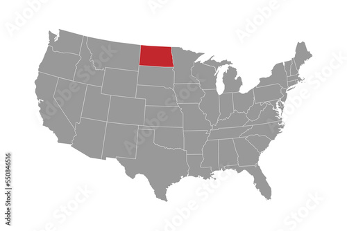 North Dakota state map. Vector illustration.