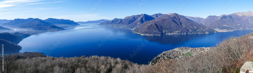 Wide angle aerial view of the Lake Maggiore Wide angle aerial view of the Lake Maggiore