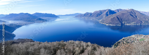 Wide angle aerial view of the Lake Maggiore © Alessio