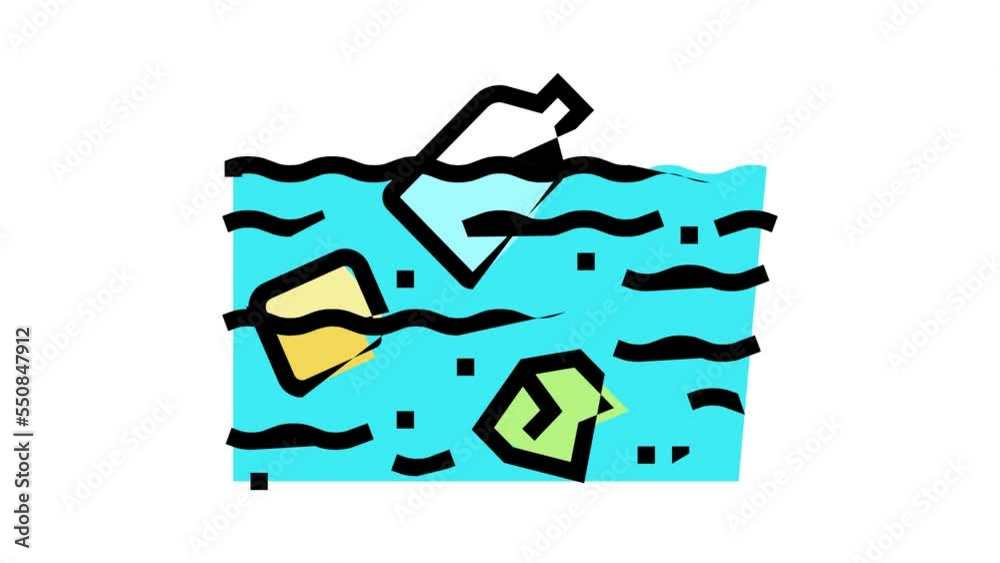 pollution plastic color icon animation