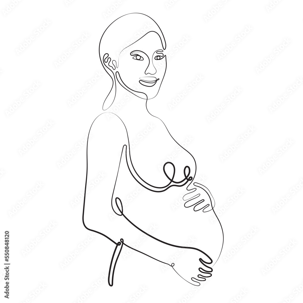 Drawing of Pregnant Woman in Line art style. Illustration of Woman Pregnancy. Happy Mother Day Minimalist Abstract Illustration for Card, Banner, Poster, Logo Design. Maternity concept Drawing of Pregnant Woman in Line art style. Illustration of Woman Pregnancy. Happy Mother Day Minimalist Abstract Illustration for Card, Banner, Poster, Logo Design. Maternity concept