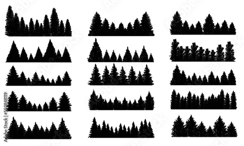 Pine tree silhouette forest set collection vector illustration for your company or brand