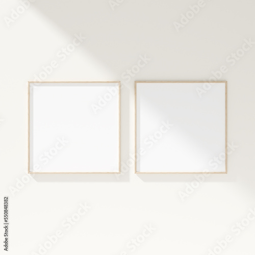 Minimal frame mockup on white wall. Poster mockup. Clean, modern, minimal frame. 3d rendering.