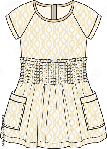 TEEN AND GIRLS WEAR WOVEN DRESSES VECTOR SKETCH photo