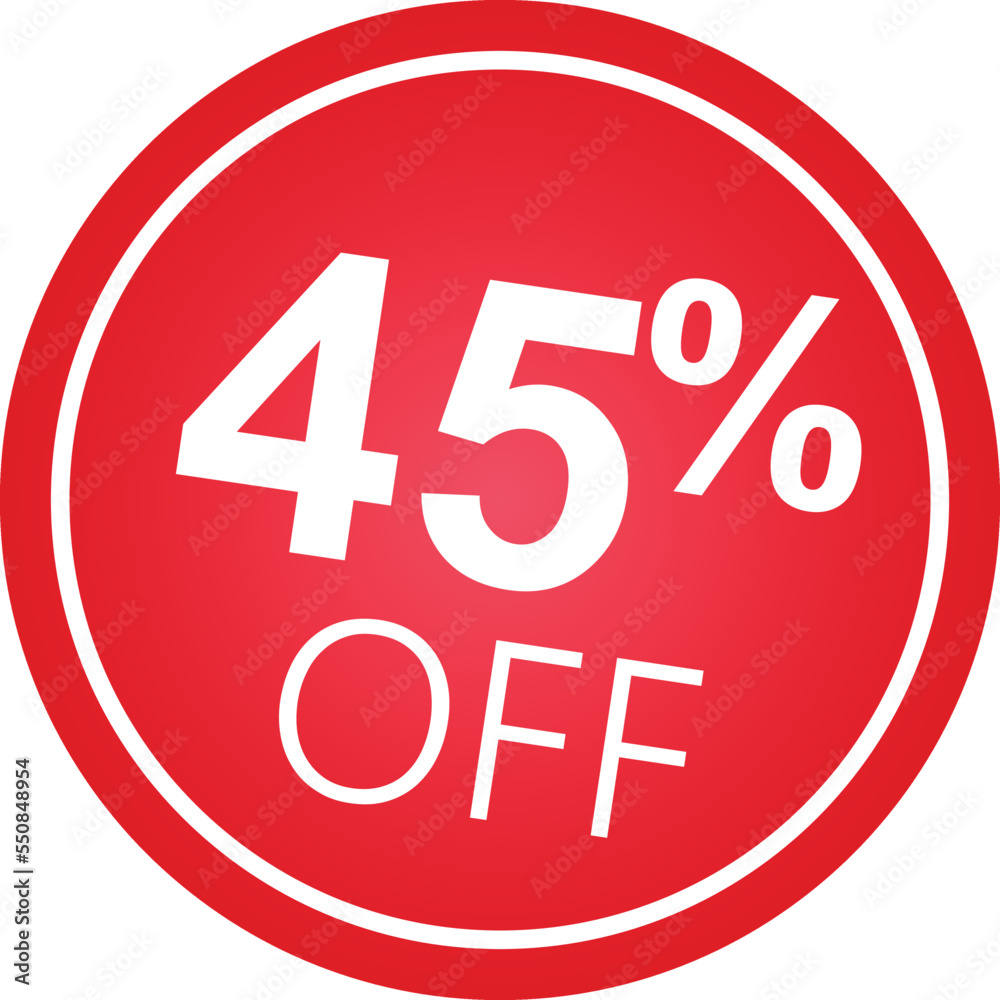 Sticker 45 percent discount off, 45% Sticker 45 percent discount off, 45%