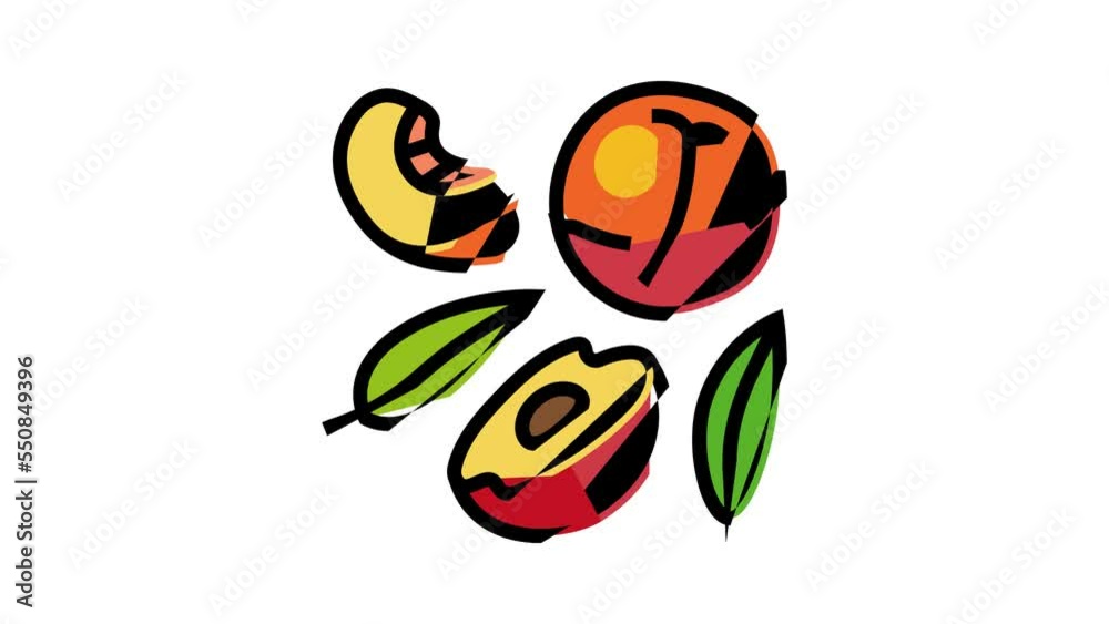 juicy peach cut color icon animation juicy peach cut color icon animation