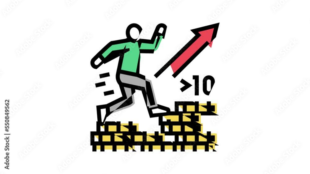 galloping inflation color icon animation galloping inflation color icon animation
