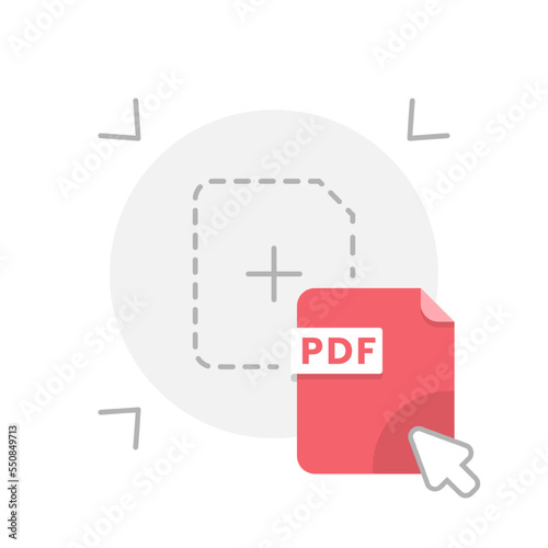 drag and drop, add file with pdf format extension concept illustration flat design vector eps10. modern graphic element for landing page, empty state ui, infographic, icon