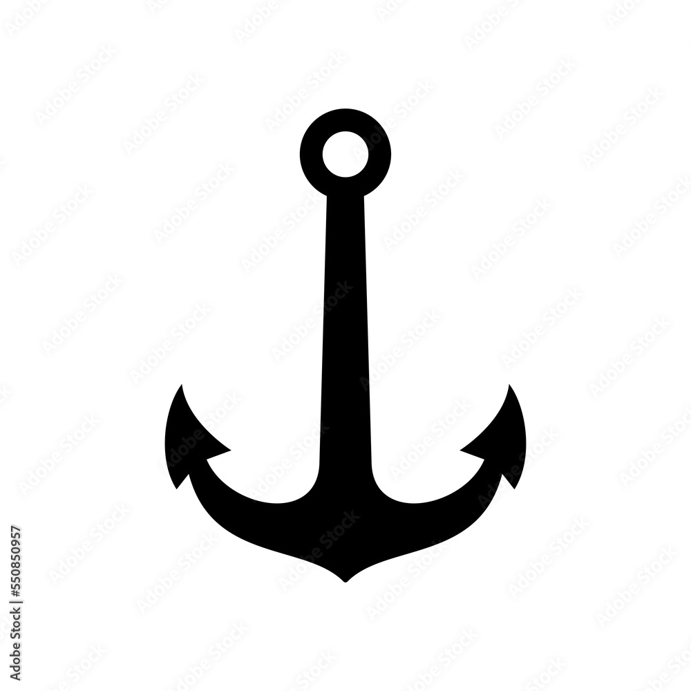 Anchor icon. Black anchor icon on white background. Vector illustration. Anchor silhouette Anchor icon. Black anchor icon on white background. Vector illustration. Anchor silhouette