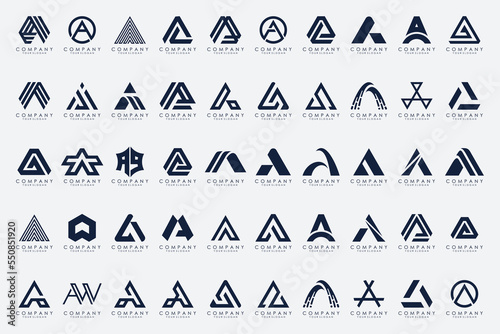 set of Letter A logo icon design template.