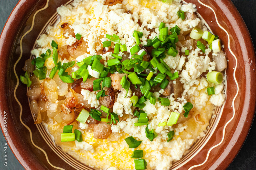 national traditional Ukrainian dish made from corn grits banosh with