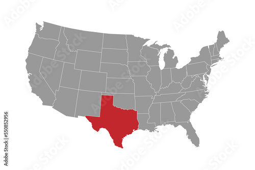 Texas state map. Vector illustration.