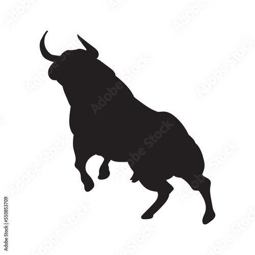 Silhouette of bull in isolate on a white background. Vector illustration.