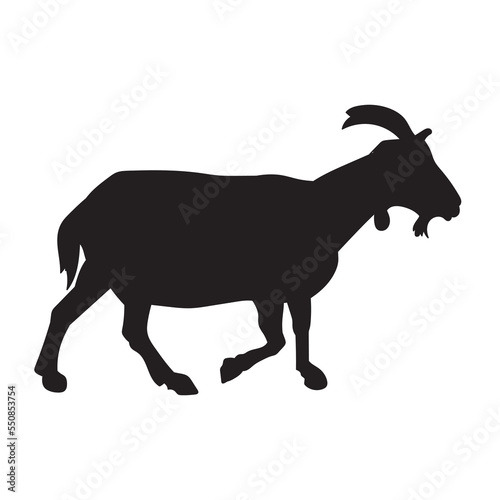 Black silhouette goat logo vector illustration.