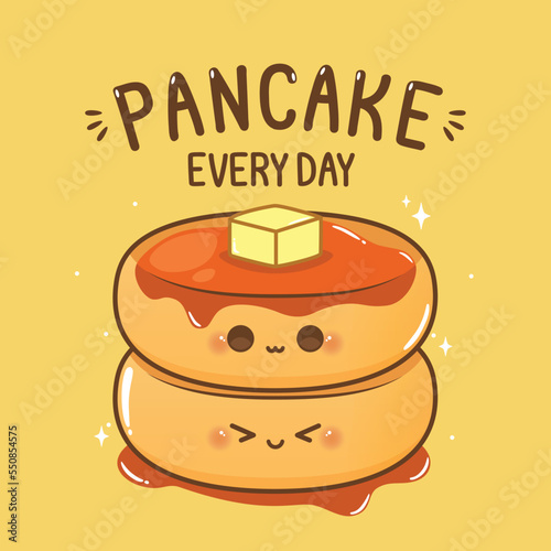 cute pancake character with text illustration