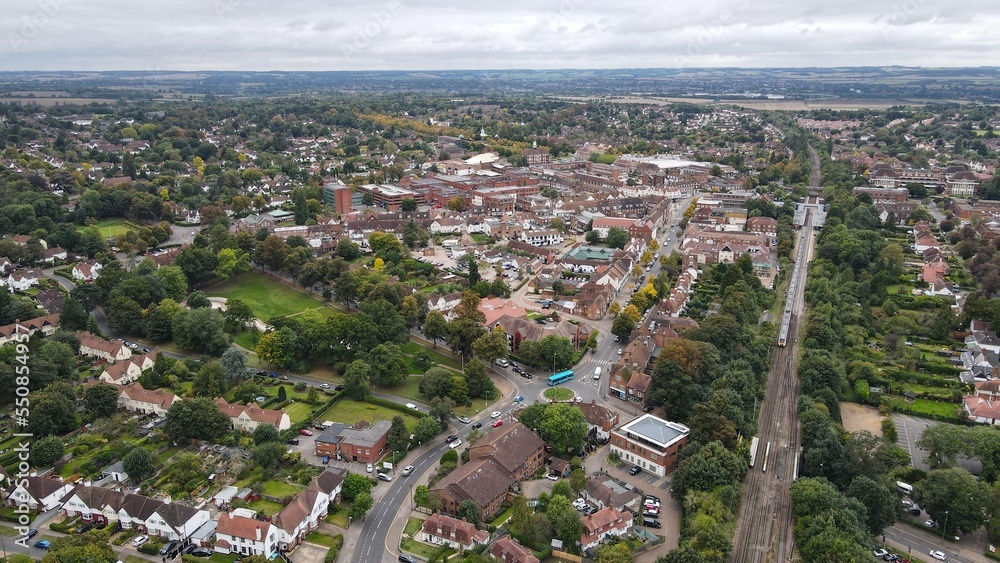 Letchworth Garden City, Hertfordshire England UK Drone Aerial 