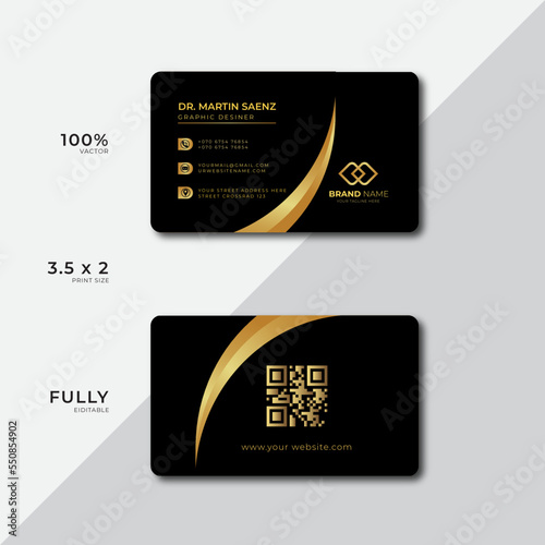 Creative Modern black and gold modern business card  template, visiting card, business card template.
