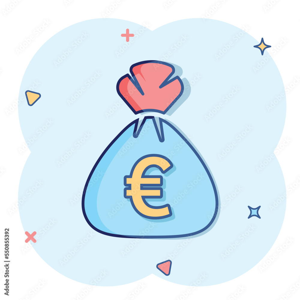 Money bag icon in comic style. Moneybag cartoon vector illustration on isolated background. Coin sack splash effect sign business concept. Money bag icon in comic style. Moneybag cartoon vector illustration on isolated background. Coin sack splash effect sign business concept.