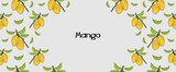 Mango background with leaves. Mango background with copy space for banner, decoration, packaging etc. Flat colored illustration. vector eps10