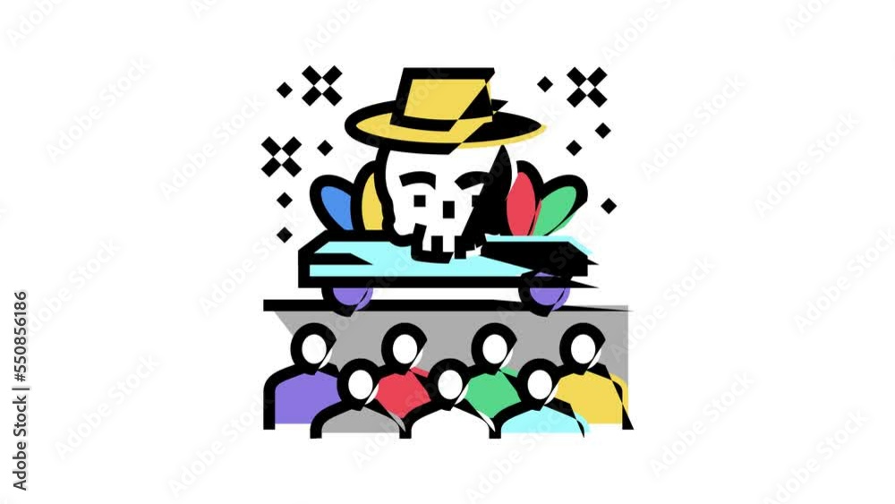 day of dead celebrative parade color icon animation