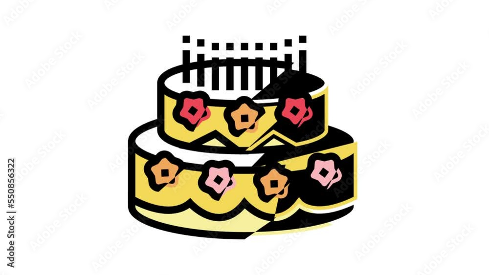 birthday cake food dessert color icon animation birthday cake food dessert color icon animation