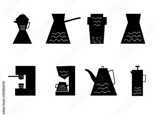 Coffee machine silhouette making coffee morning routine