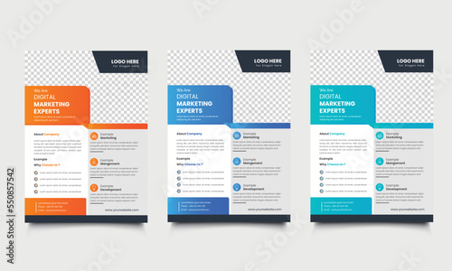 Corporate flyer design template, Flyer template layout design, flyer template design set with blue, orange,light bule color.