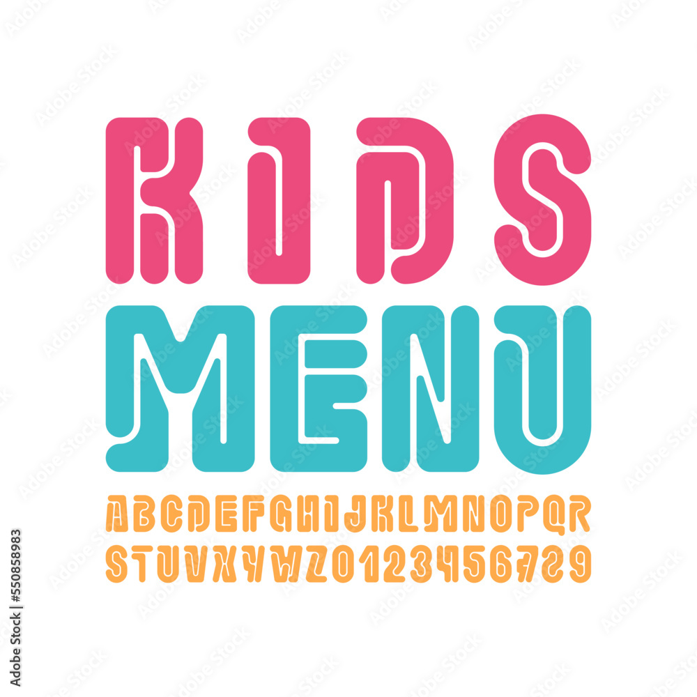 Kids alphabet font, rounded typography for your designs logo or brand name, vector illustration 10EPS