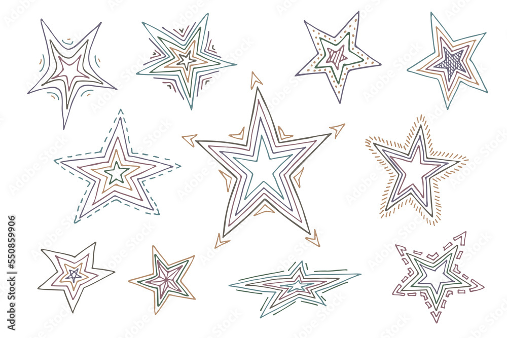 Vector hand drawn star clipart. Doodle set for print, web, greeting card, design, decor Vector hand drawn star clipart. Doodle set for print, web, greeting card, design, decor