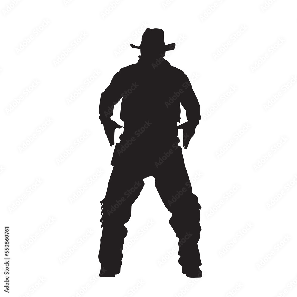 illustration of American Cowboy. isolated vector black silhouette.