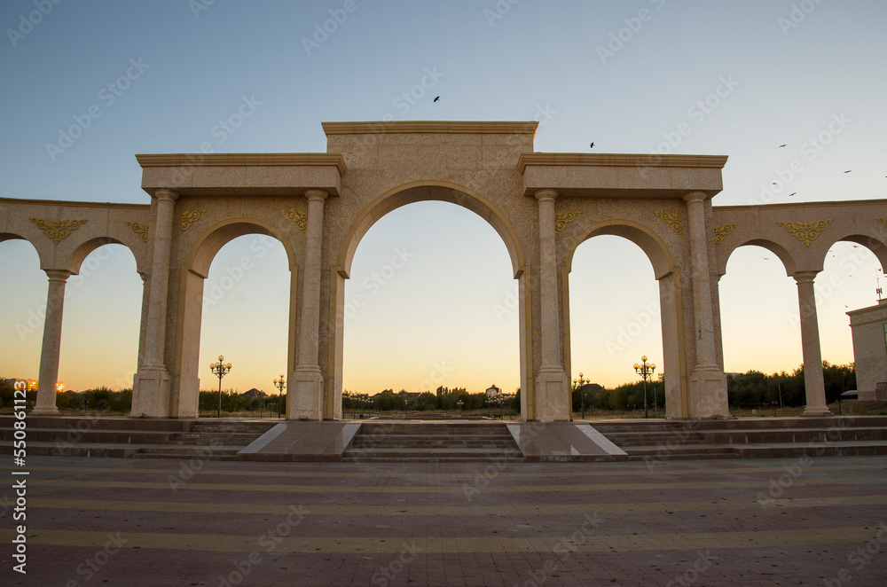 Arch in the city of Aktobe on the central square.