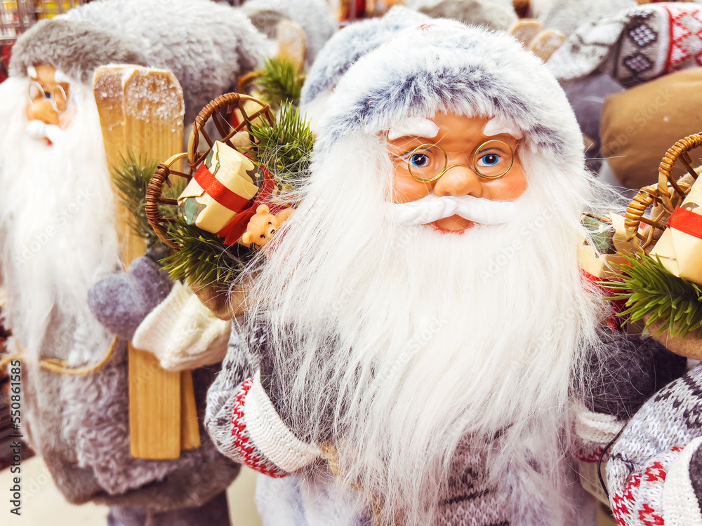 Santa Claus Toy in Christmas Store .Christmas Decoration Santa Claus Toy in Christmas Store .Christmas Decoration