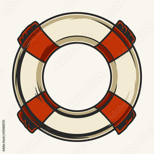 Marine lifebuoy colorful vintage element