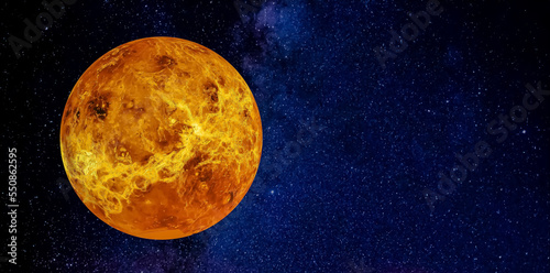 Planet Venus in the space. Millions of stars in the background. Sci-fi background photo with copy space for text. Elements of this image furnished by NASA.
