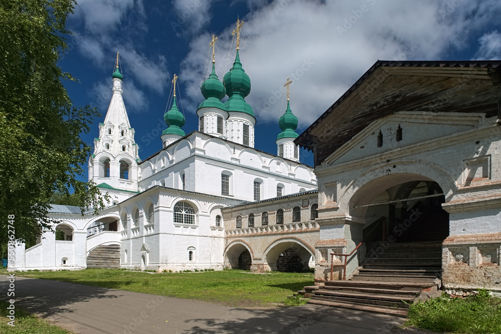 Veliky Ustyug, Russia. Archangel Michael Cathedral of former Archangel Michael Monastery, and porch of the gallery connected with the cathedral. The cathedral was built in 1653-1656.