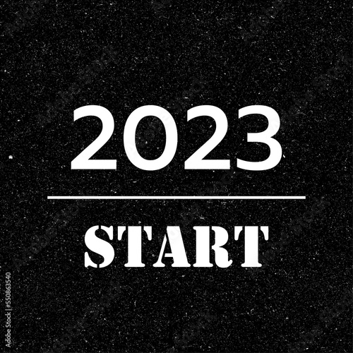 Start 2023 year. 2023 start concept. 2023 New Year Background Design. Text 2023 written on the road in the middle of asphalt road.