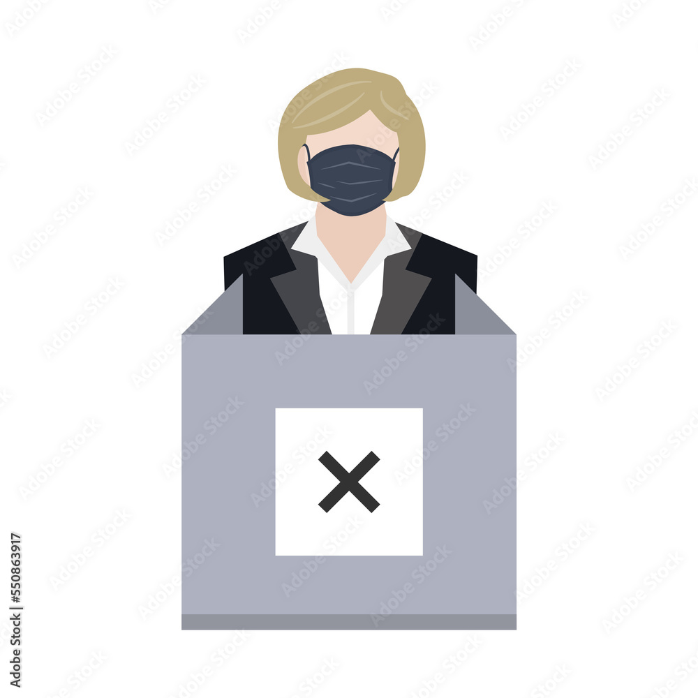 woman voter wear mask with cross mark at polling station ep12 woman voter wear mask with cross mark at polling station ep12