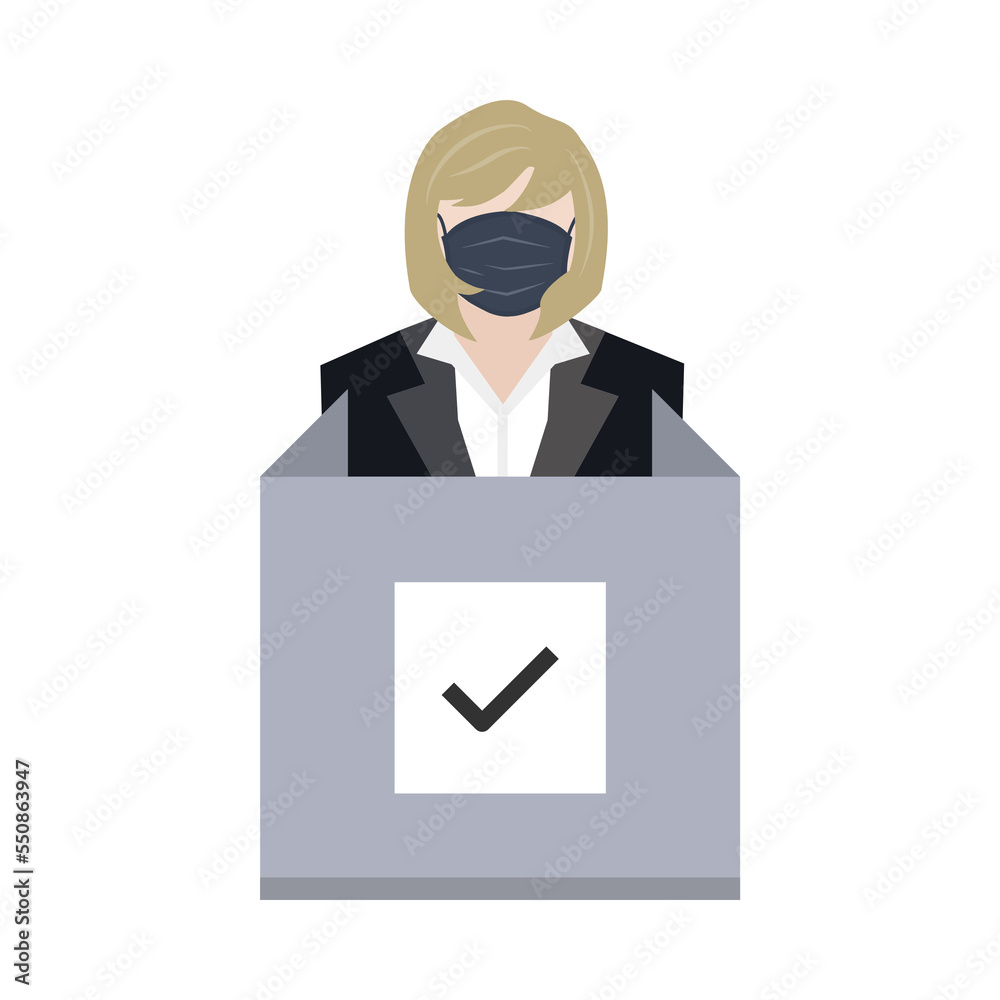 woman voter wear mask with right mark at polling station ep03 woman voter wear mask with right mark at polling station ep03
