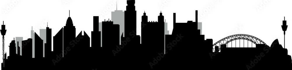 City skyline silhouette with flat design.