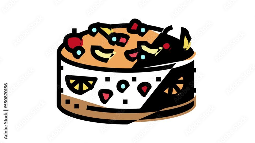 fruit cake food dessert color icon animation fruit cake food dessert color icon animation