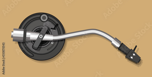 Tone arm for playing vinyl records and a cartridge for a pickup. Vector illustration photo