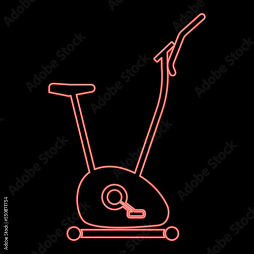 Neon exercise bicycle stationary bike exercycle icon red color vector illustration image flat style